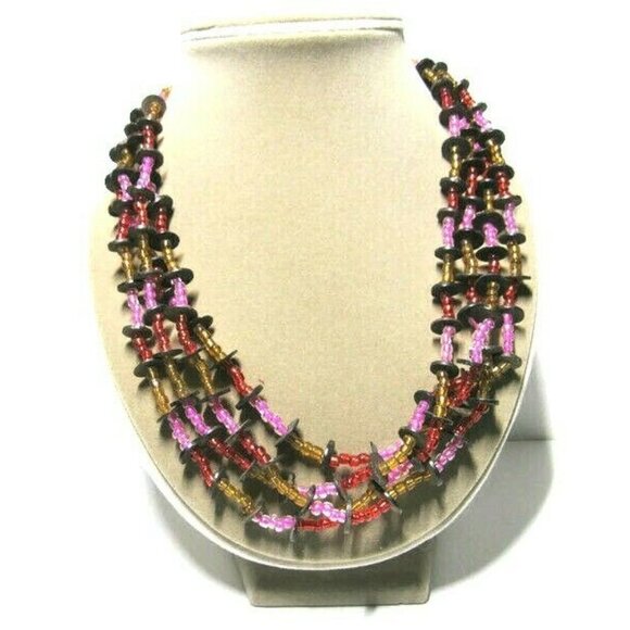 Multi-strand Necklace Boho Hippie Multi-Color Bead - Picture 4 of 6